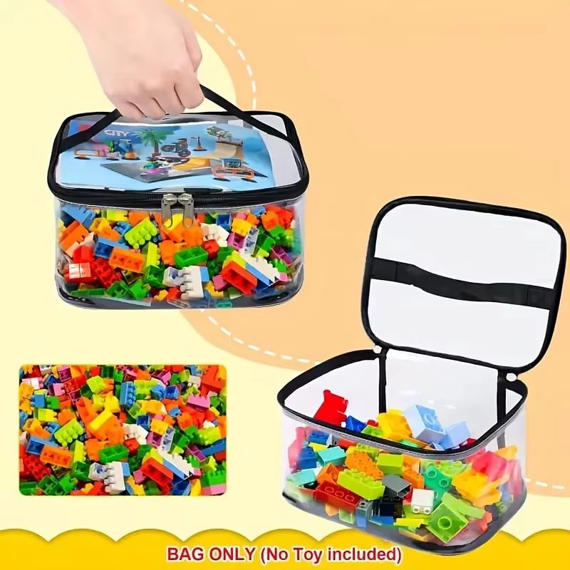 Transparent Mesh Zipper Toy Storage Bag Large Capacity Organizer for Blocks and Puzzles