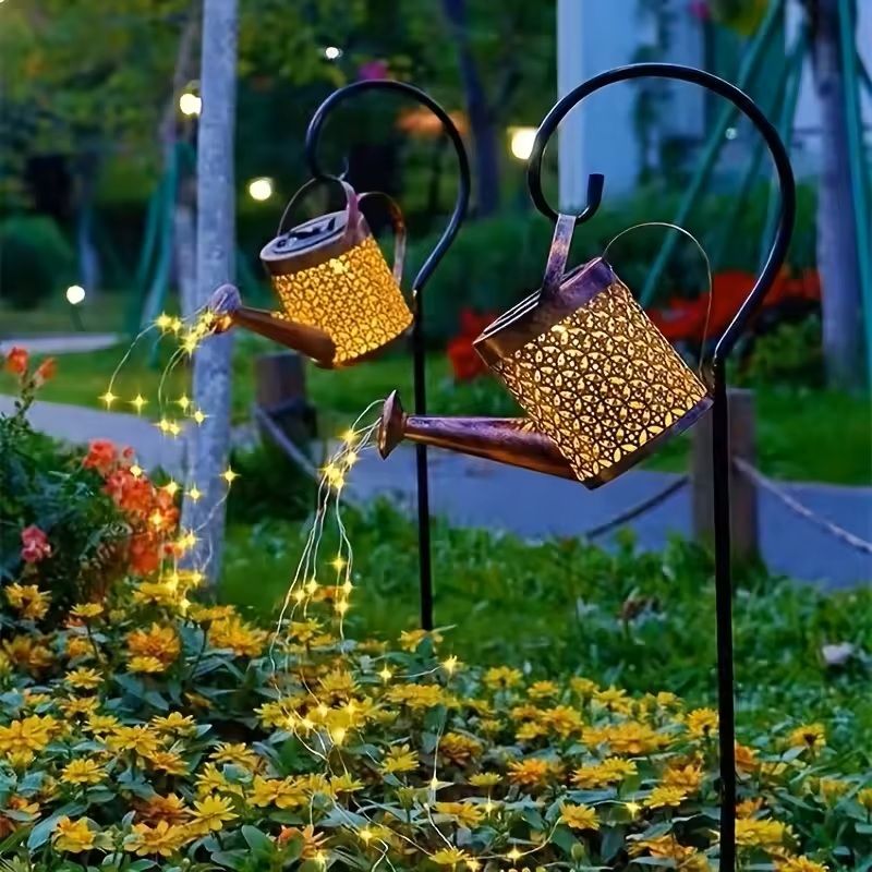 Solar Watering Can Garden Light with LED Fairy Stream for Outdoor Decor