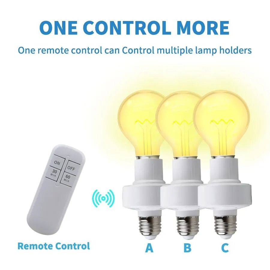 Smart E27 remote light socket Timer Switch Lamp Holder with Wireless On Off Control 15m Range
