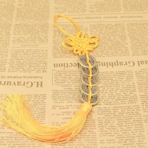 Chinese Knot Lucky Charm Five Emperors Coins Feng Shui Prosperity Hanging Decor
