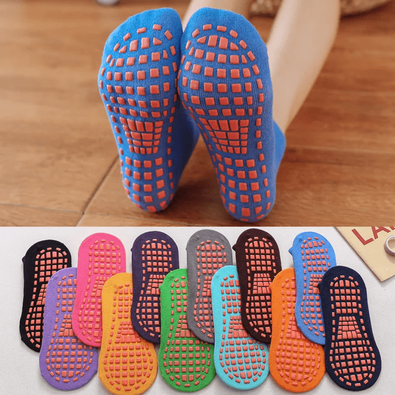 GripFlex Anti Slip Trampoline Socks Breathable Cotton Sport Socks for Kids and Adults