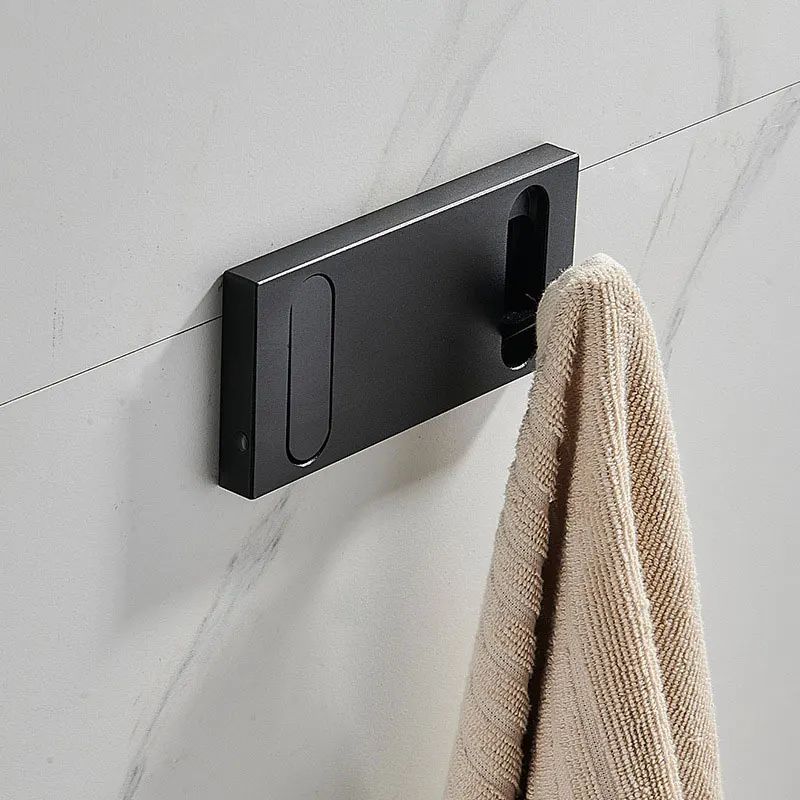 FlexHide Invisible Folding Wall Hooks – Space Aluminum Self-Closing Coat & Towel Hanger