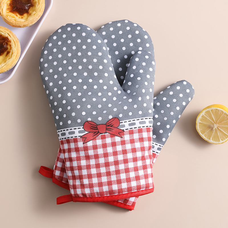 Household Thickened Heat Insulation Gloves, Baking, High Temperature Resistant, Kitchen Oven Microwave Gloves