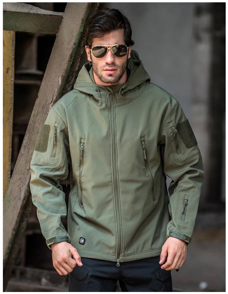 TRAF Shark Skin Tactical Jacket Windproof Waterproof Hooded Coat
