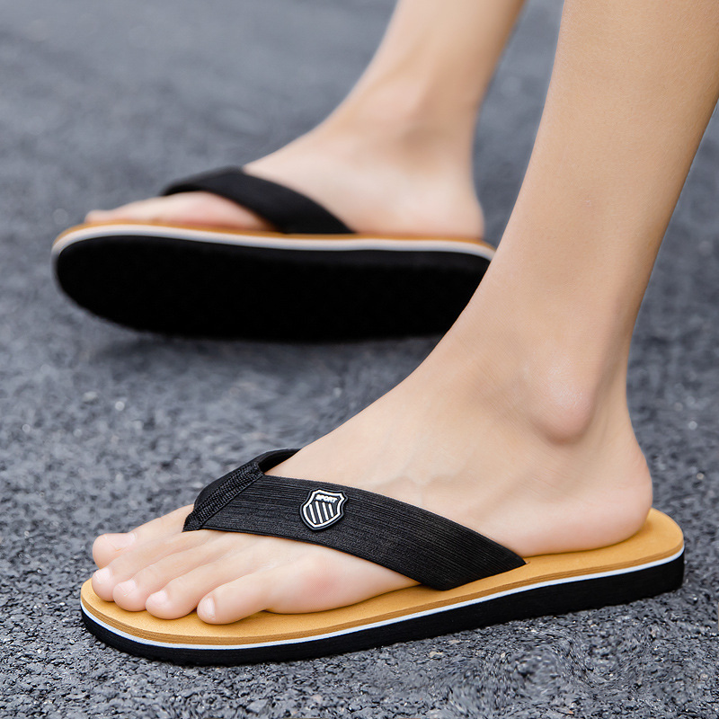 Men's Casual Flip Flops Slippers, Summer Beach Sandals Non-Slip Flat Slides, Comfortable Indoor House Shoes