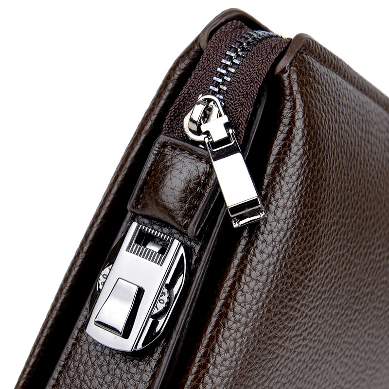 Mens High End PU Leather Long Wallet Large Capacity Anti Theft Clutch Wrist Bag with Multi Card Slots