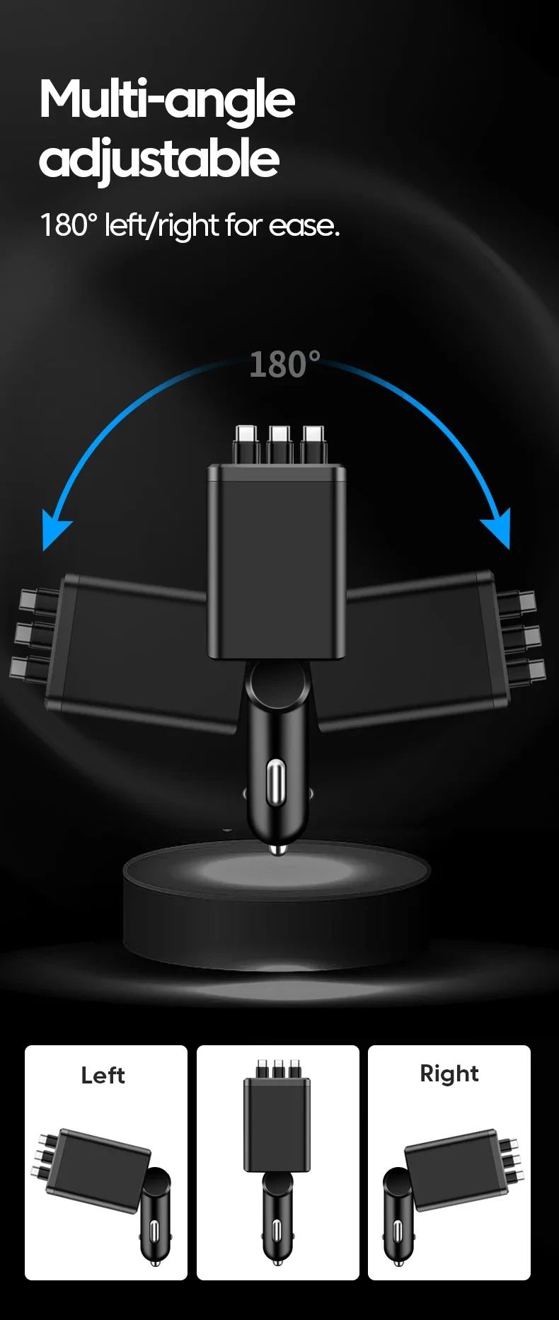 7 in 1 Retractable Car Charger 120W Fast Charging