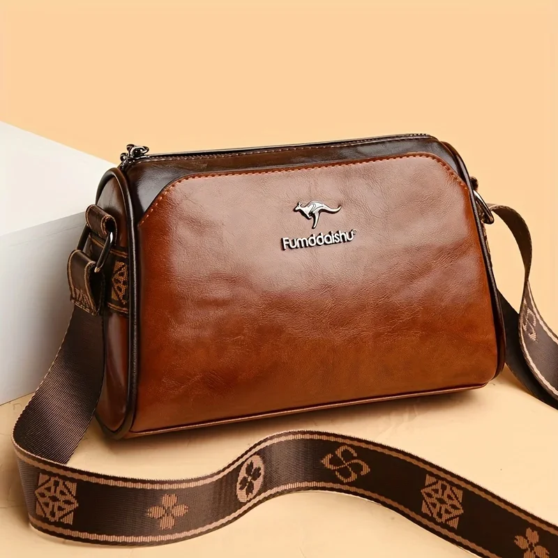 Elegant Water-Resistant Crossbody Handbag with Adjustable Strap & Zipper Closure