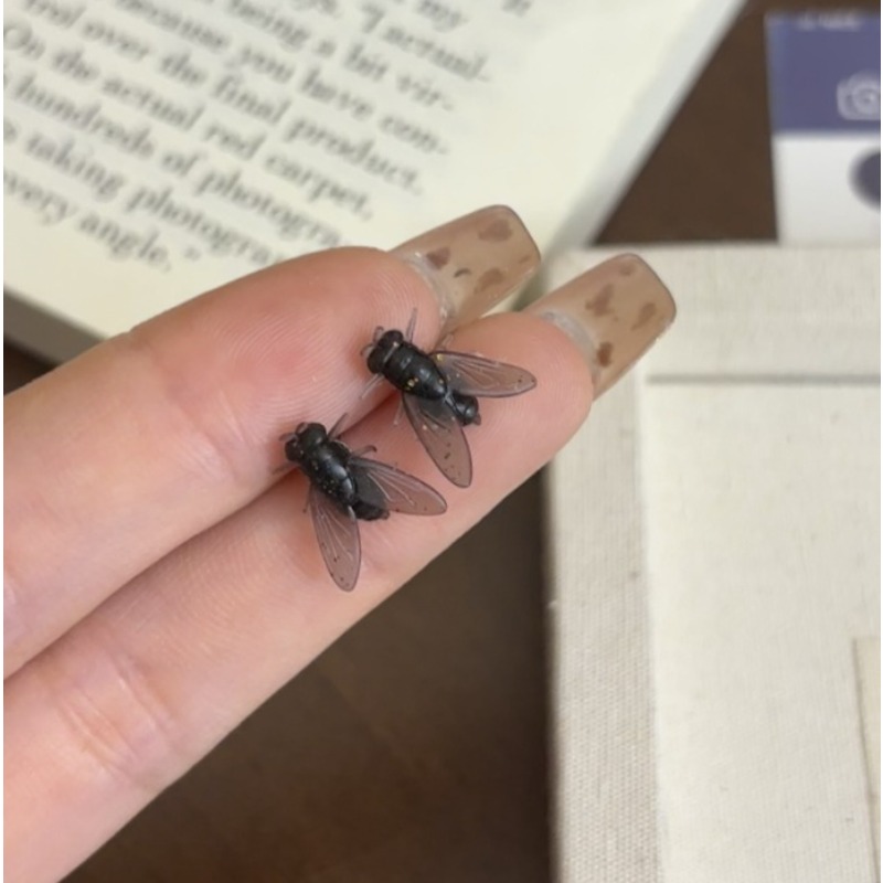 Funny Simulation Stud Earrings, Creative Abstract Flies Earrings, Women Party Jewelry, Friends Gift