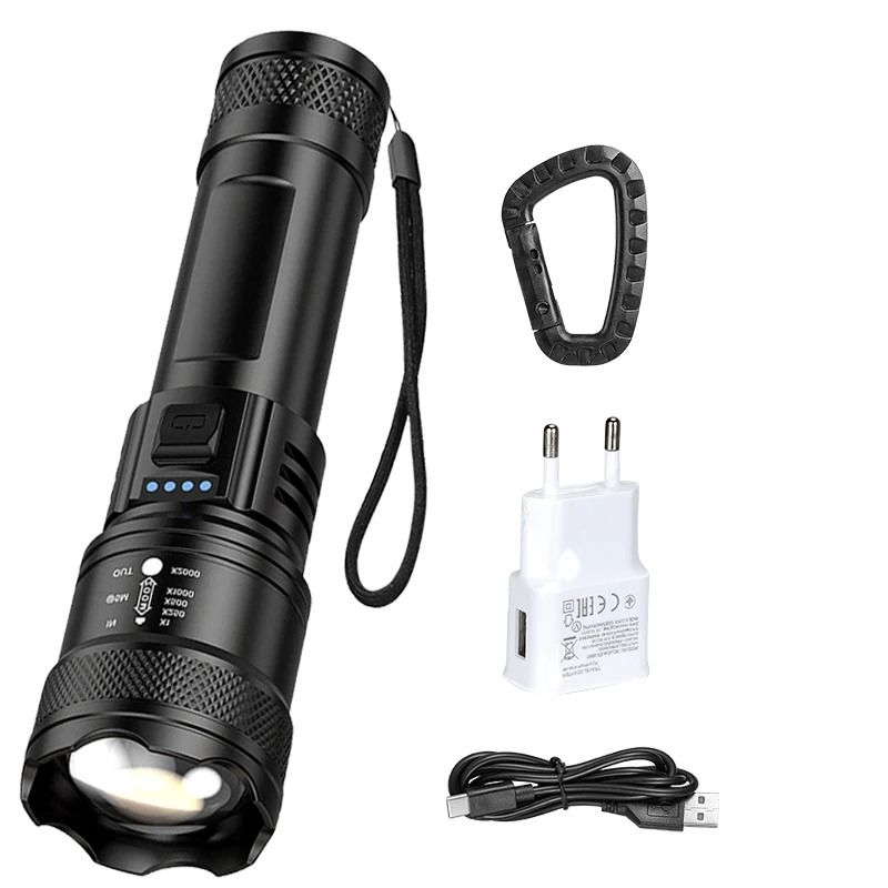 Super Bright USB Rechargeable LED Flashlight with Long Range Beam