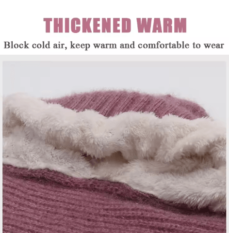 CozyWrap Winter Beanie Scarf Set – Womens Knitted Hat and Scarf Windproof Plush Beanie