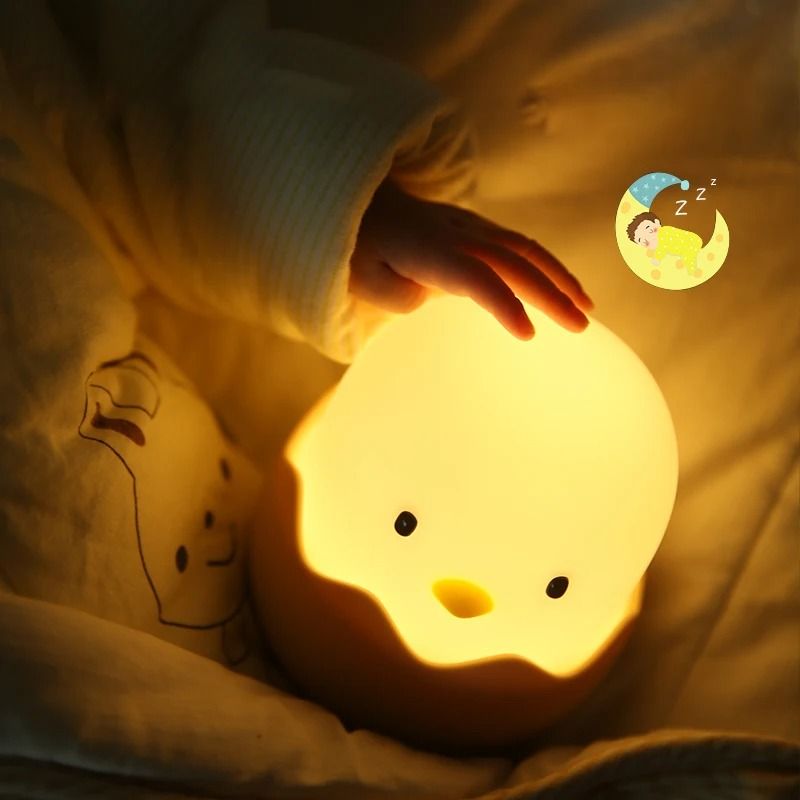 Cartoon Eggshell Chicken Touch Night Light Rechargeable LED Lamp