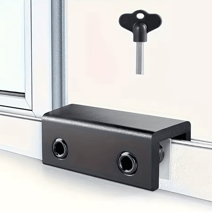 Adjustable Aluminum Window Lock No Drill Sliding Window Stopper Security Lock for Home Safety