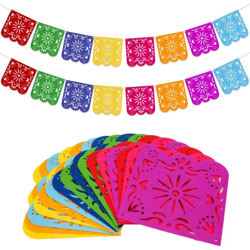 Colorful Dia De Los Muertos Papel Picado Banner – Mexican Party & Carnival Decoration
