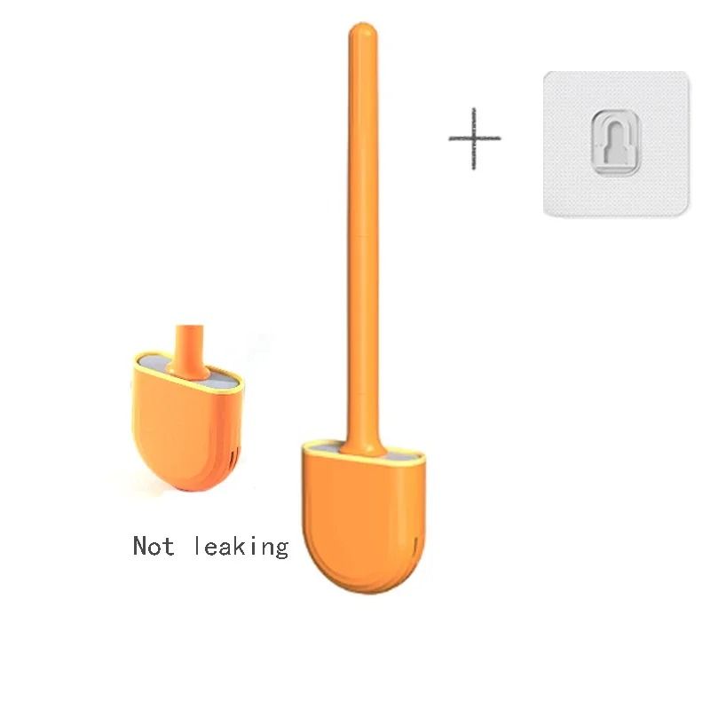 Hanging silicone toilet brush with Quick Dry Holder and Long Handle Bathroom Cleaner