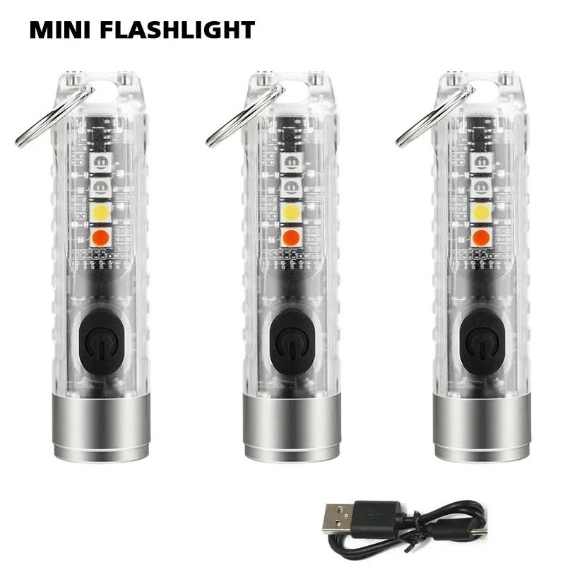 Mini Keychain Flashlight Type C Fast Charging Waterproof Torch with Magnet