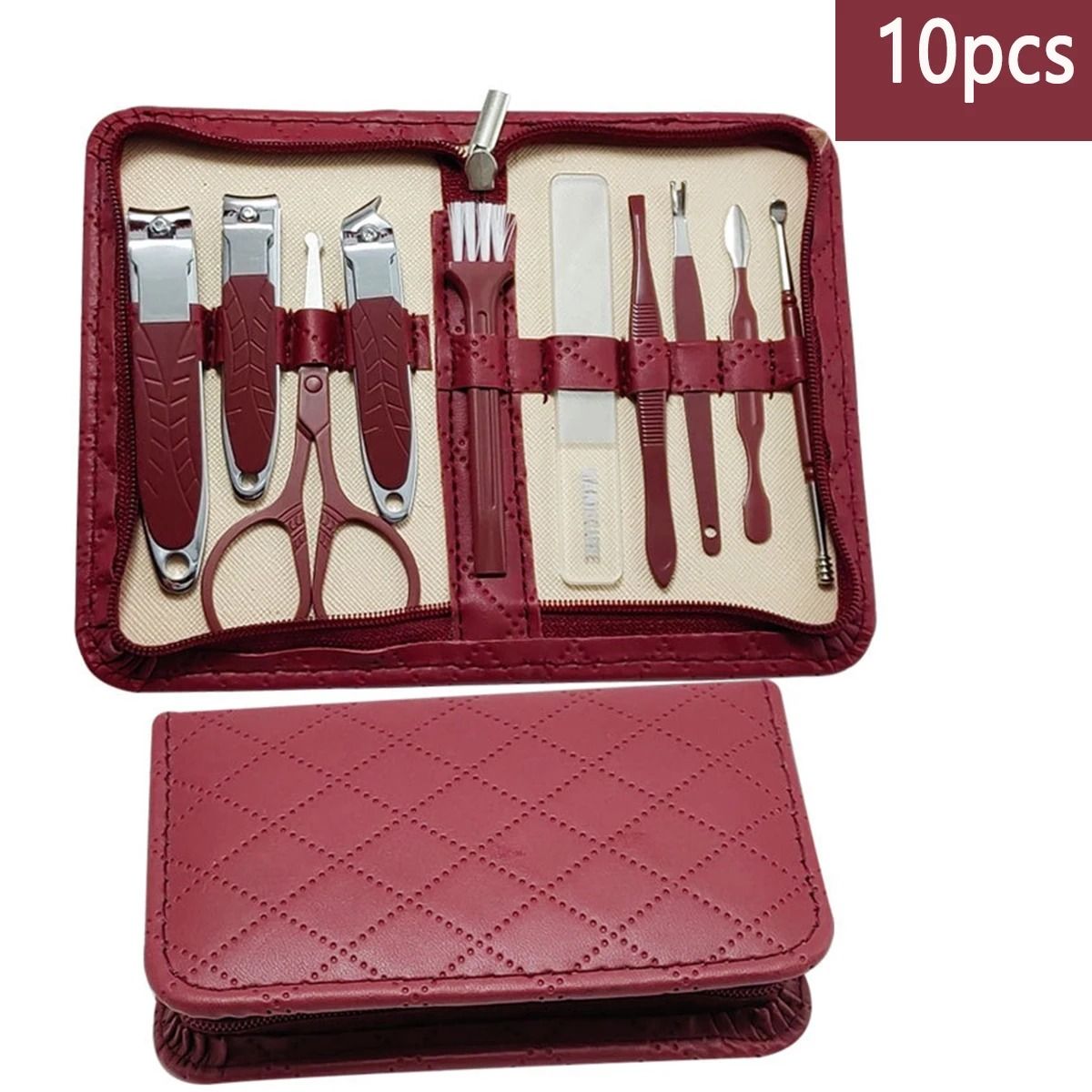 Stainless Steel Manicure & Grooming Kit – 10/42 Piece Set in Premium Zippered Leather Case