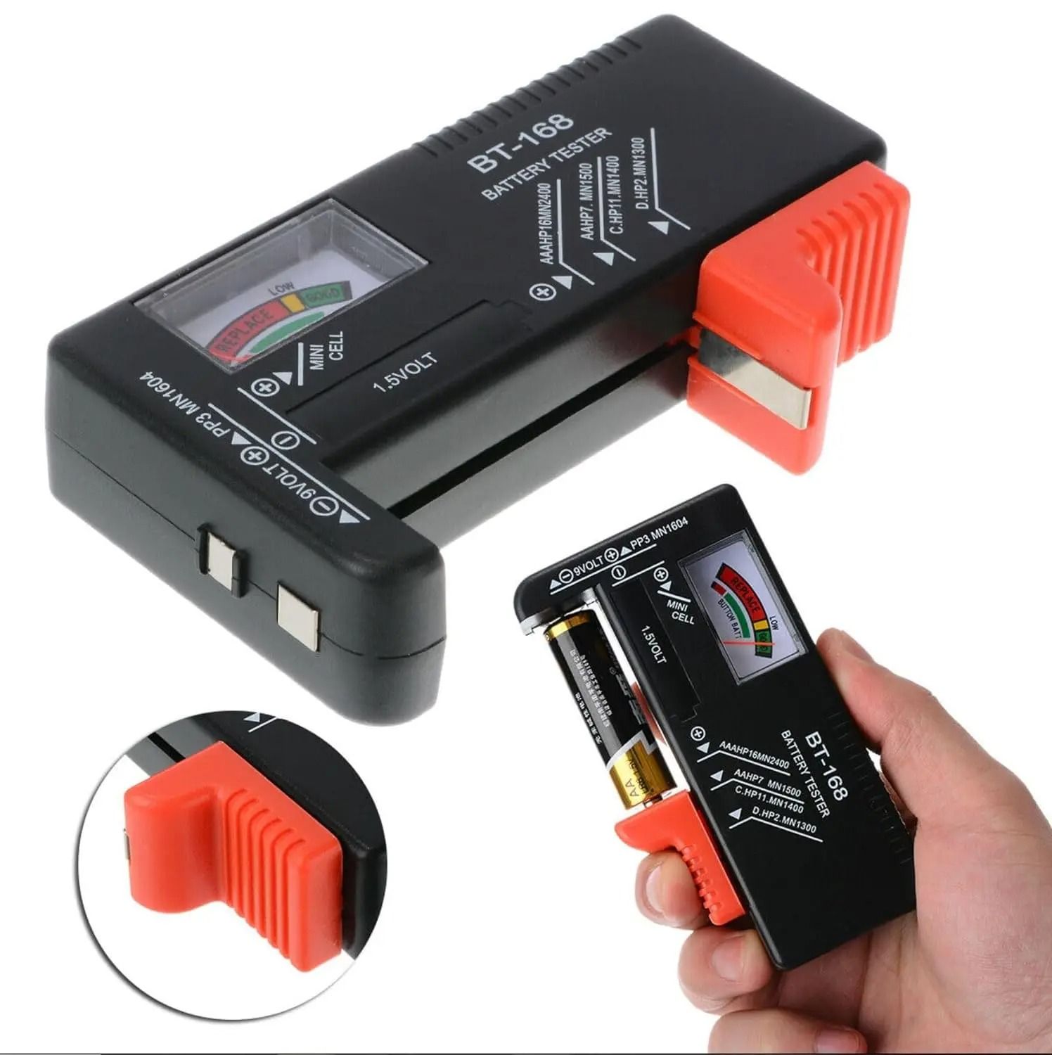 Universal Battery Voltage Tester for AA AAA C D and 9V Batteries with Color Power Meter