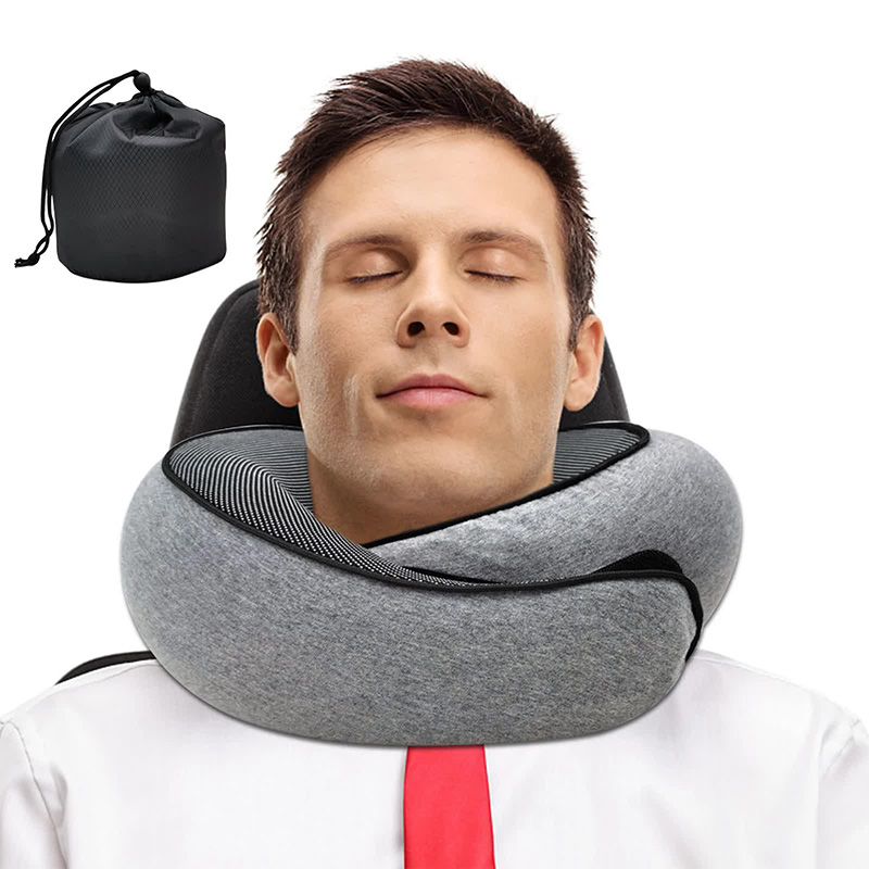 Memory Foam Travel Neck Pillow, U-shaped Snail Style Neck Support, Adjustable Portable Soft Noon Break Sleep Pillows
