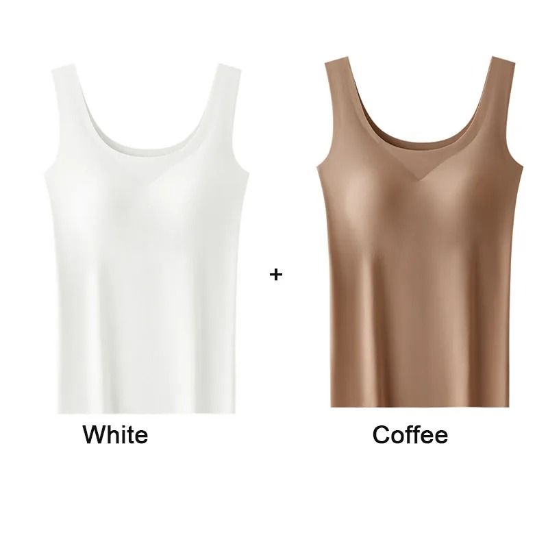 Ice Silk Seamless Bottoming Camisole with Removable Chest Pads 2 Pack