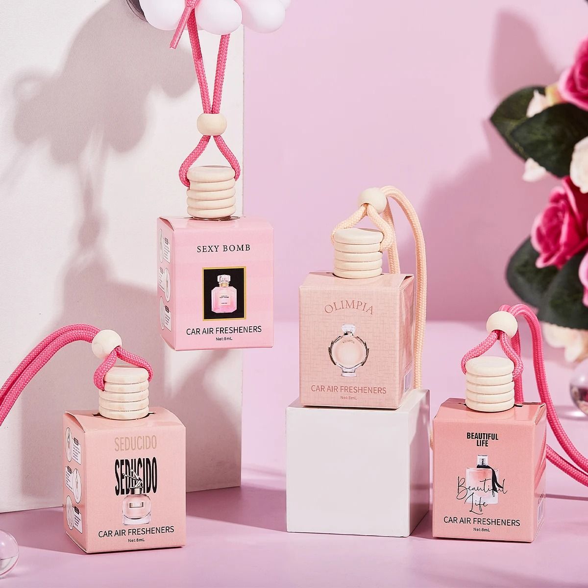 Pink Car Fragrance Pendant Air Freshener