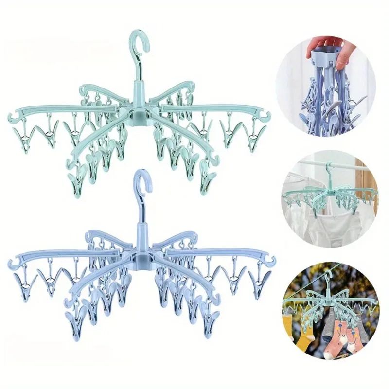 Folding Sock Drying Rack with 24 Clips