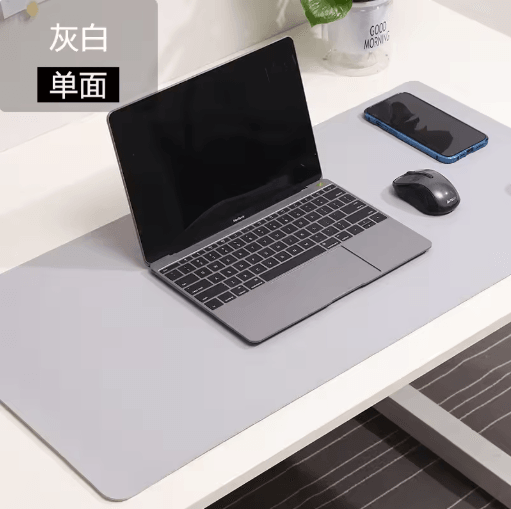 White PU Suede Desk Mat and Mouse Pad Large Non Slip Waterproof Desk Pad