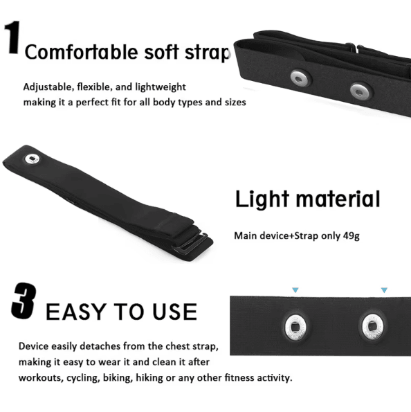 Adjustable Heart Rate Monitor Replacement Strap – Universal Fitness Chest Belt Compatible with Polar H10 H9 H7 & More