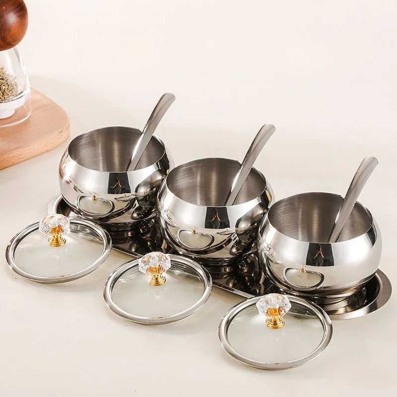 Gold & Silver Stainless Steel Luxury Condiment Set