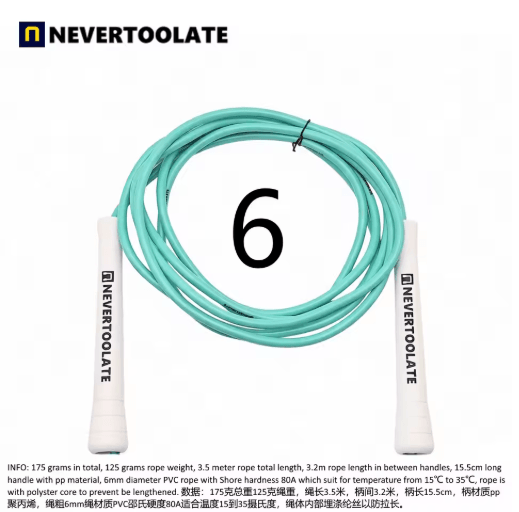 NeverTooLate PVC Fitness Skip Rope – Strong PVC skip rope with Long Handles