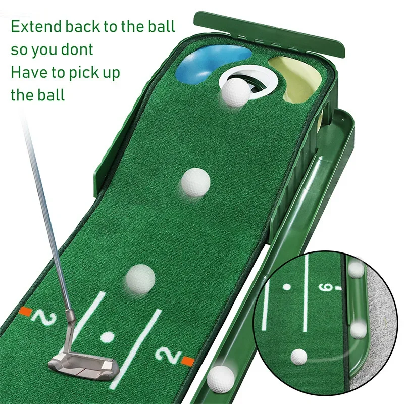 PGM Golf Indoor Putting Mat Putter Trainer Green Carpet Practice Set Ball Return Mats, Premium Golf Practice