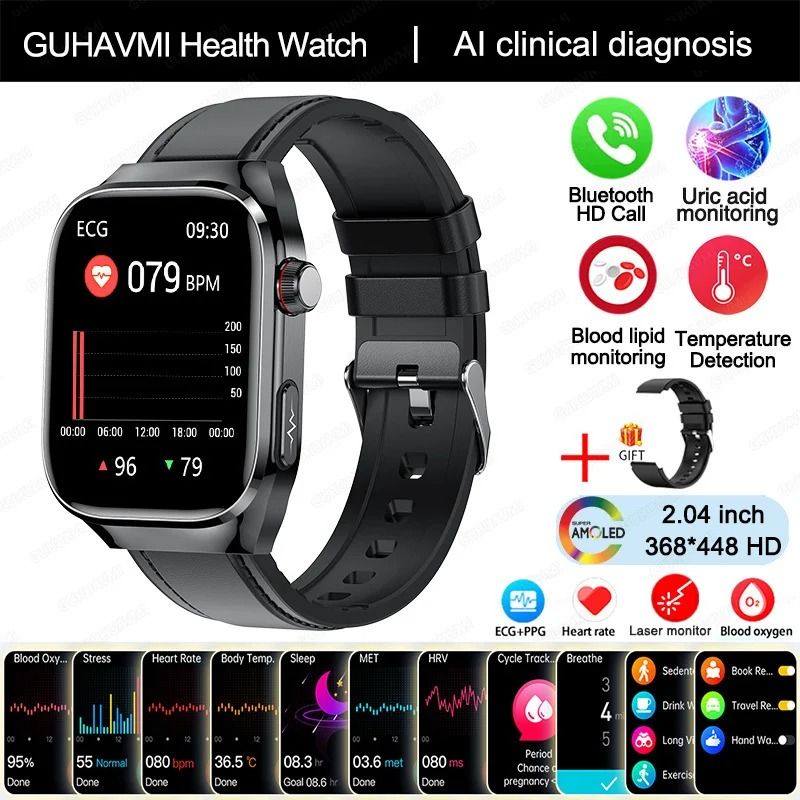 VitalSense Pro ECG Smart Watch Health Tracker Bluetooth Call
