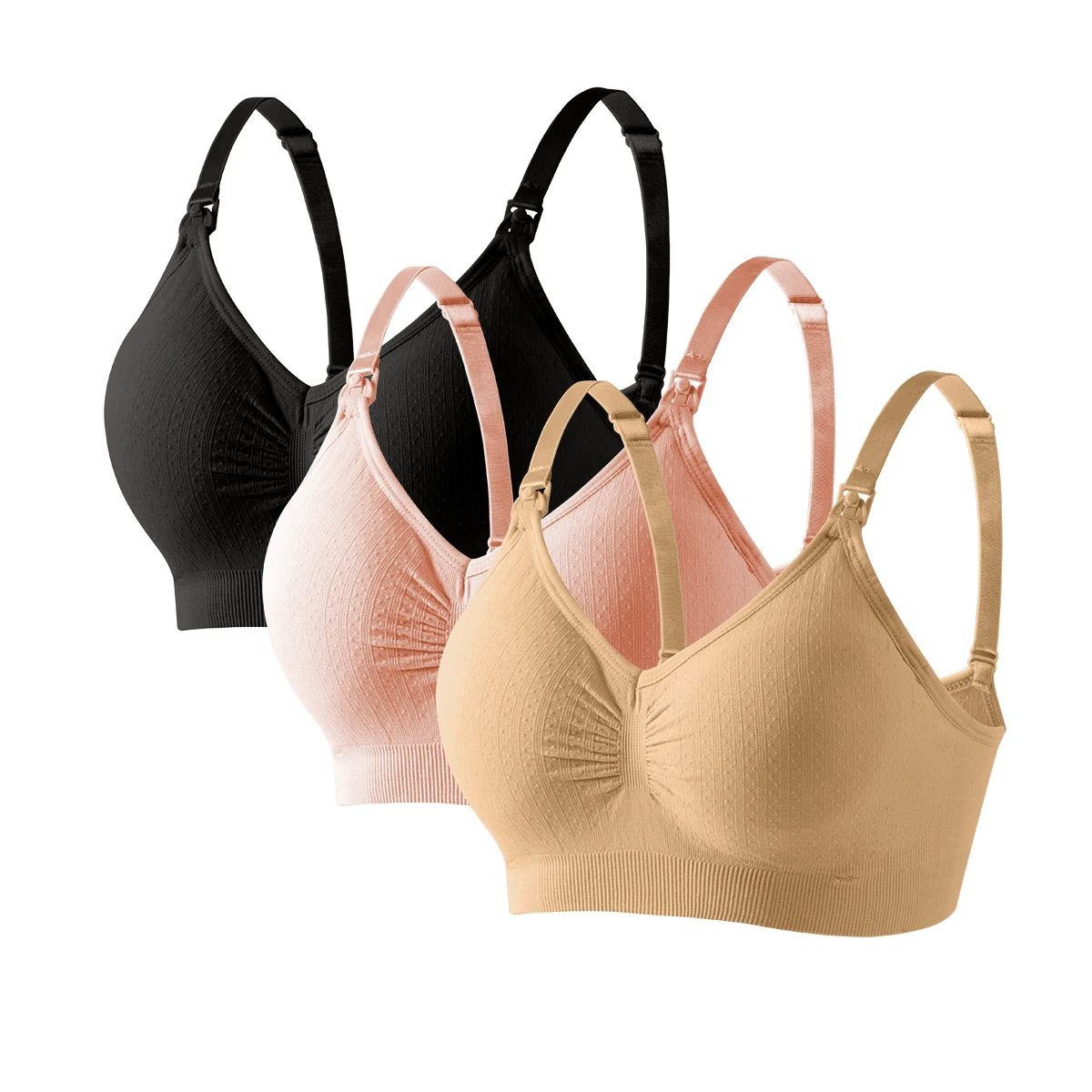 Breathable Front Open Nursing Bra, Full Cup Wireless Maternity Breastfeeding Bra