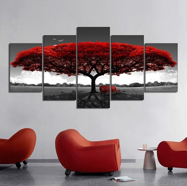 Modern Living Room Decor, Canvas Print Paintings, Landscape Pictures Wall Art - Stunning 5 Panel Canvas Artwork for Home