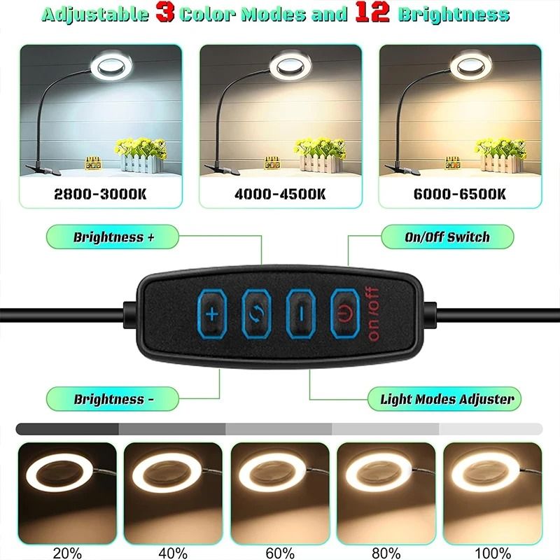 Magnifying Glass with USB Clamp and LED Light