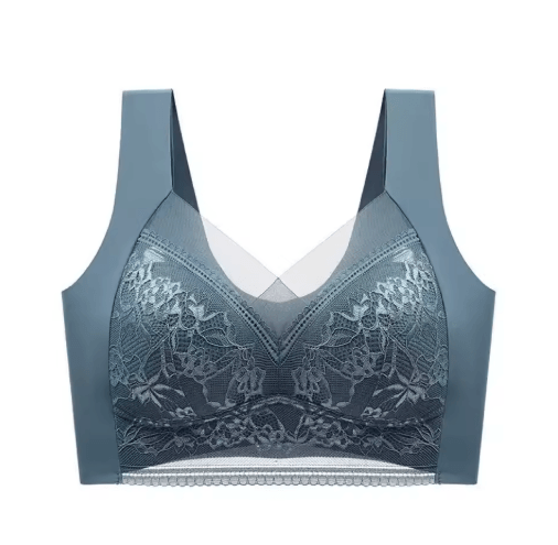 Plus Size Lace Ice Silk Anti-Sag Seamless Padded Vest Bra