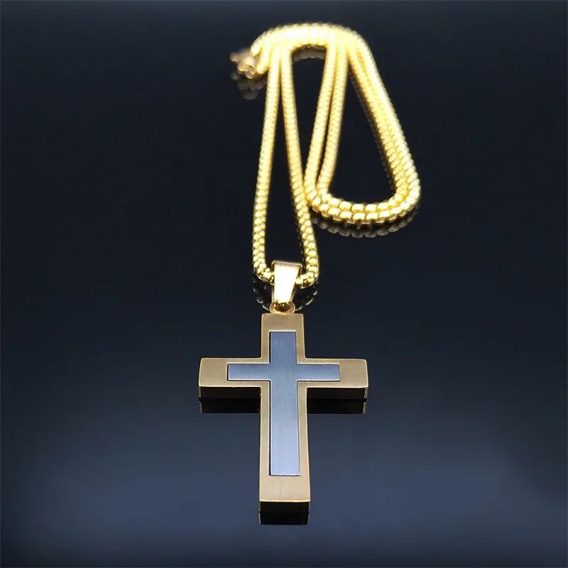 FaithGuard Stainless Steel Cross Pendant Necklace – Unisex Christian Cross Necklace with 60cm Chain