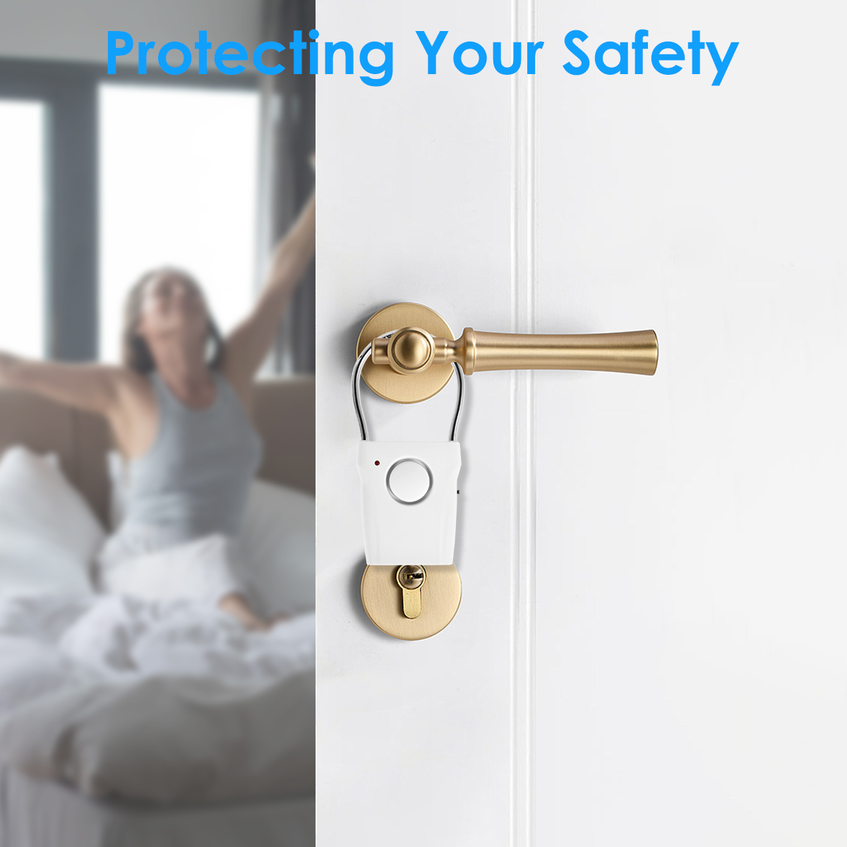 Smart Door Handle Alarm, Door Security Alarm with Adjustable Settings, Portable Window Alarm for Travel