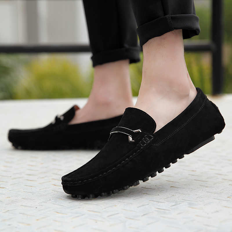 High Quality Suede Slip on Men Loafers, Genuine Leather Casual Shoes, Soft Non Slip Driving Flats