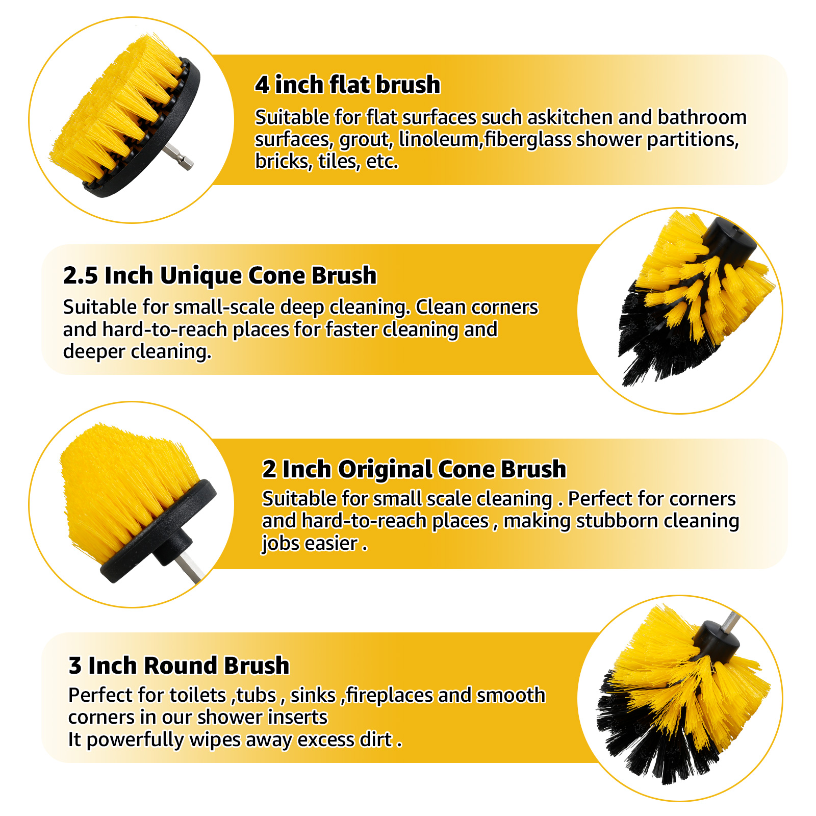 Electric Drill Brush Kit, Multipurpose Power Cleaning Attachment Set, Scrub Brush & Microfiber Cloth