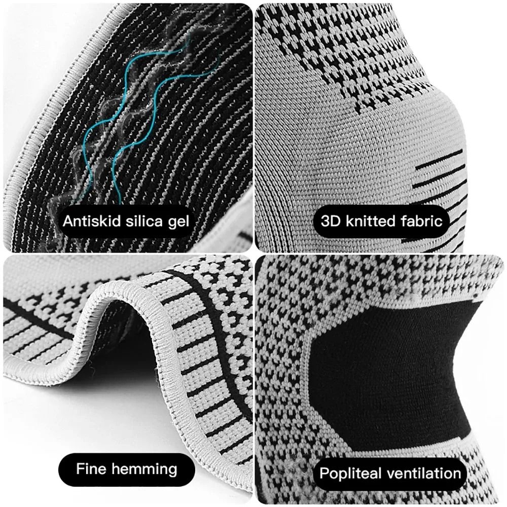 Silicone Knee Pads Strap Patella Support Compression Braces for Running Sport