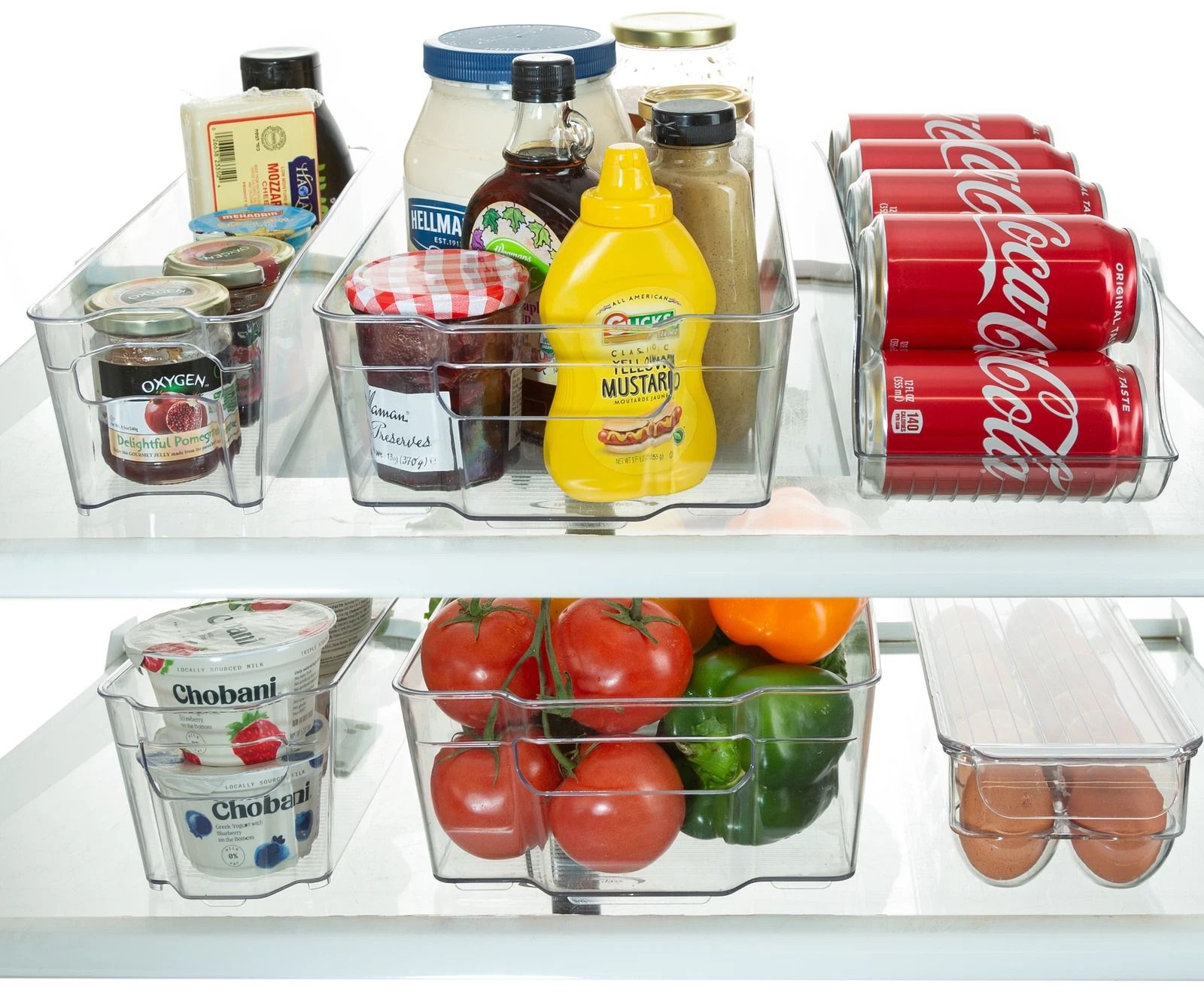 Magnetic Fridge Organizer Bins Stackable Clear Refrigerator Storage Containers Set for Easy Kitchen Organization