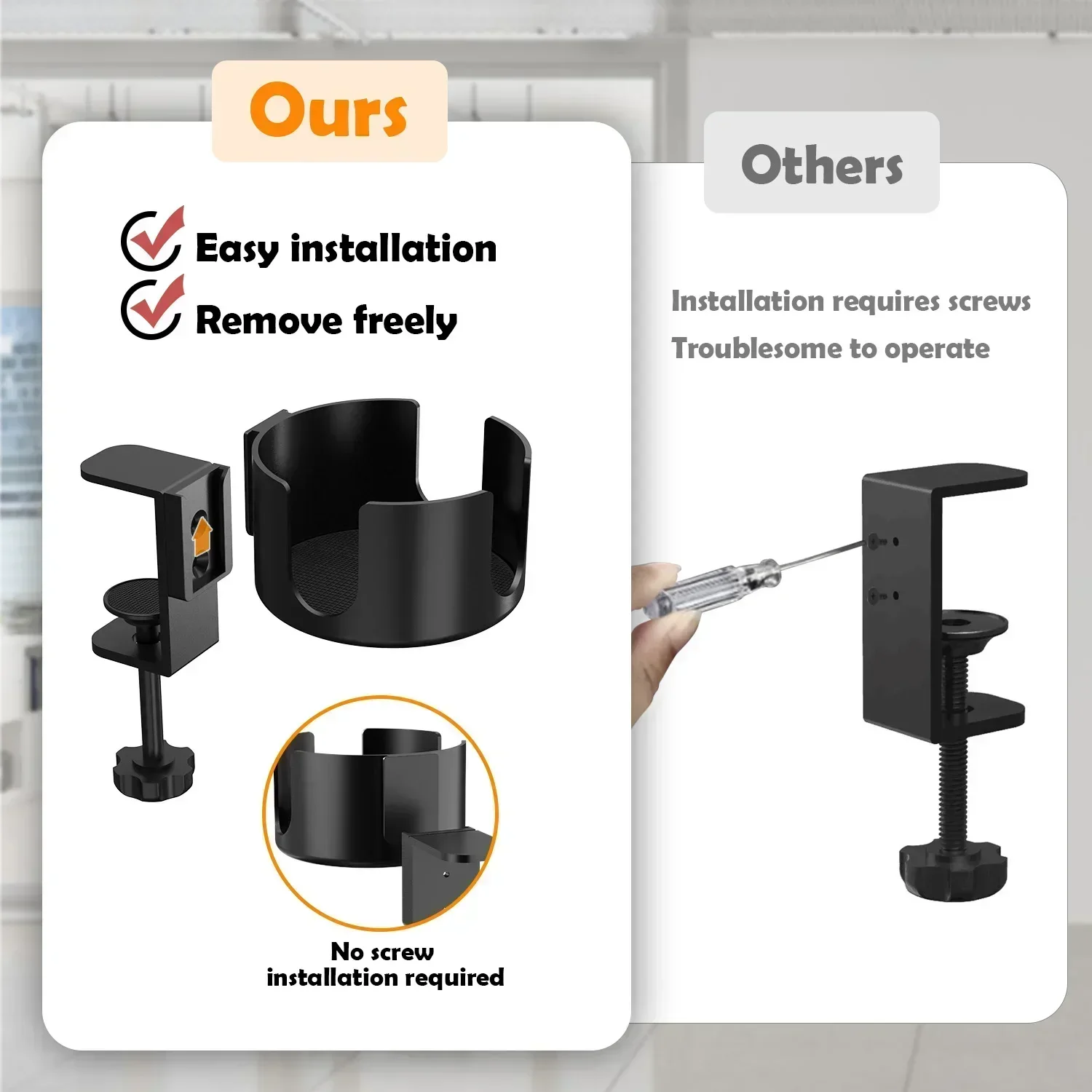 Adjustable Desk Cup Holder Stand Universal Arm Clamp for Coffee Mugs, Water Bottles, and More