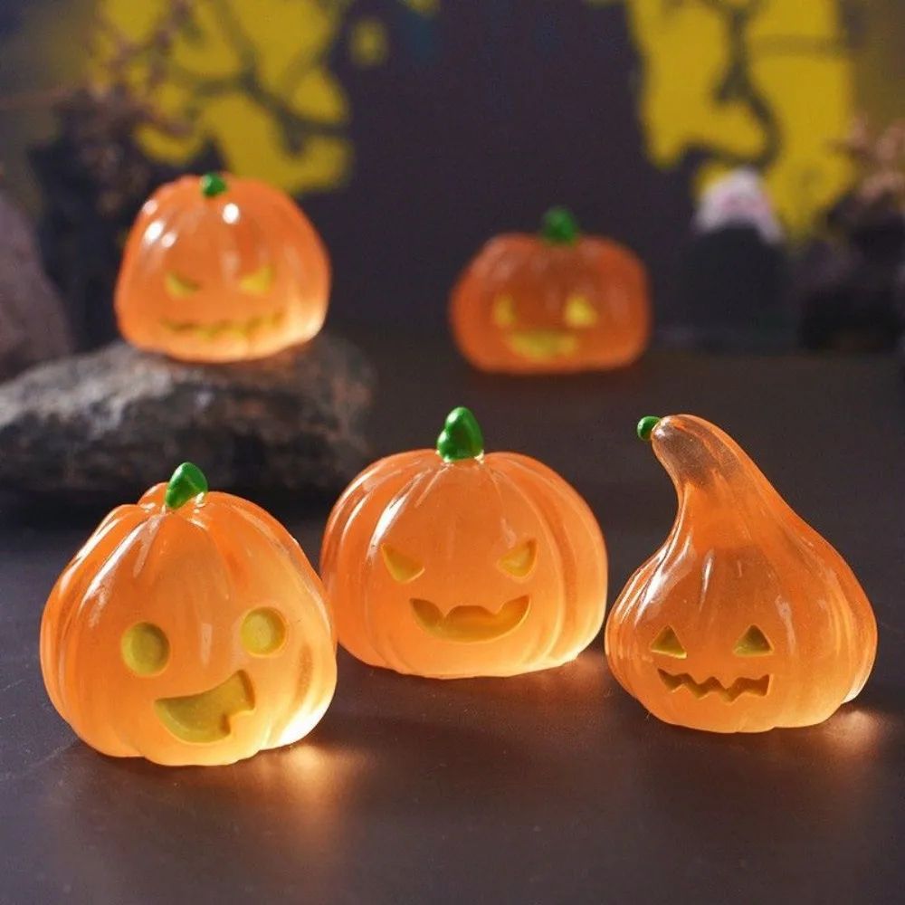 Mini Luminous Halloween Pumpkin Ghost Resin Ornament – Micro Landscape DIY Decoration