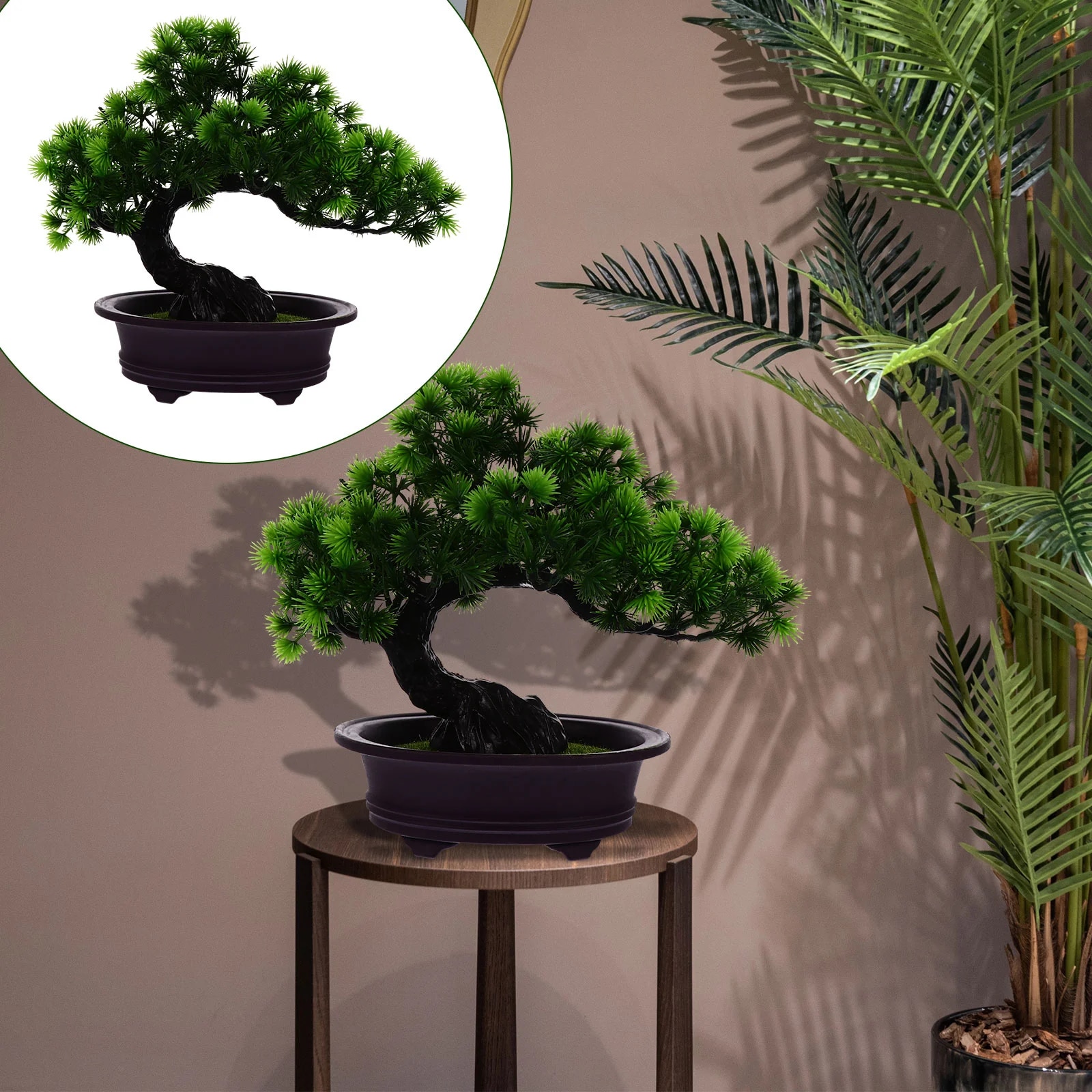 Mini Bonsai Green Home Decor - Artificial Pine Ornaments for Indoor & Outdoor