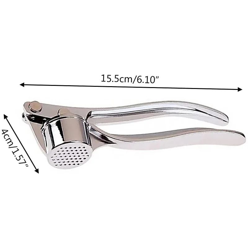 6.1in Stainless Steel Garlic Press & Nut Cracker – Dual-Use Heavy Duty Kitchen Mincer Tool