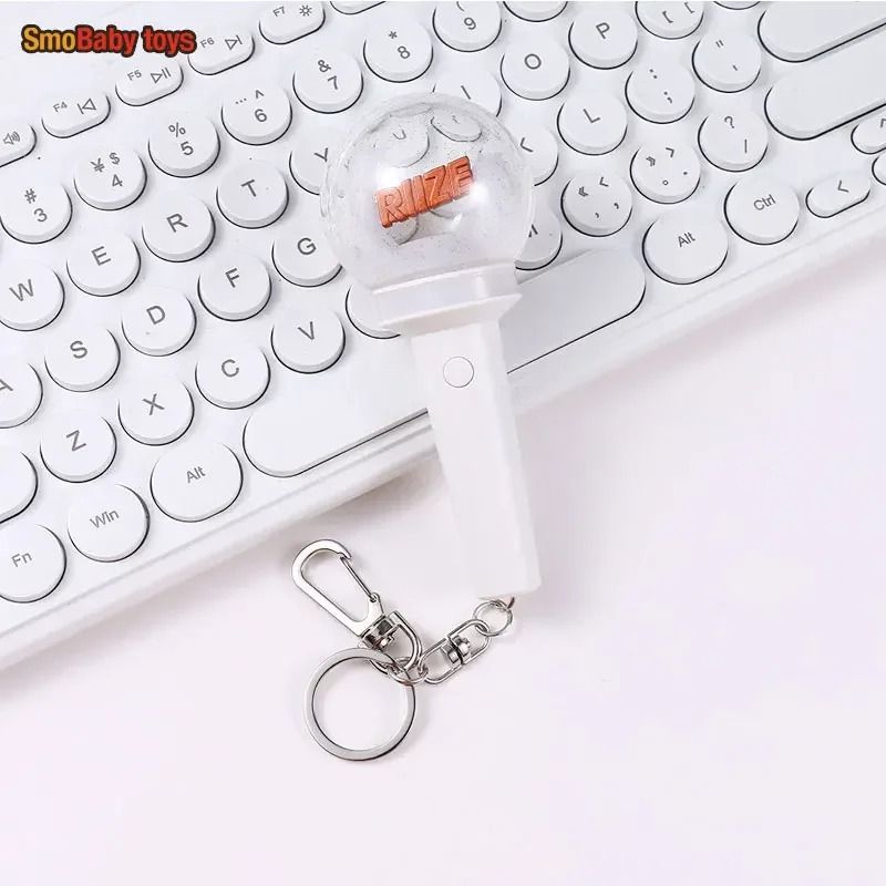 Kpop Mini Light Stick Keychain with Battery Powered Creative Light Up Keyring Gift