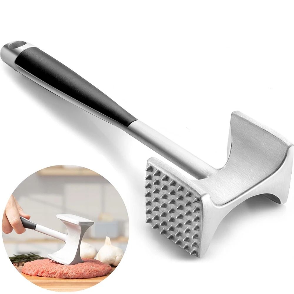 LMETJMA Professional Zinc Alloy Meat Tenderizer Hammer with Comfortable-Grip Handle
