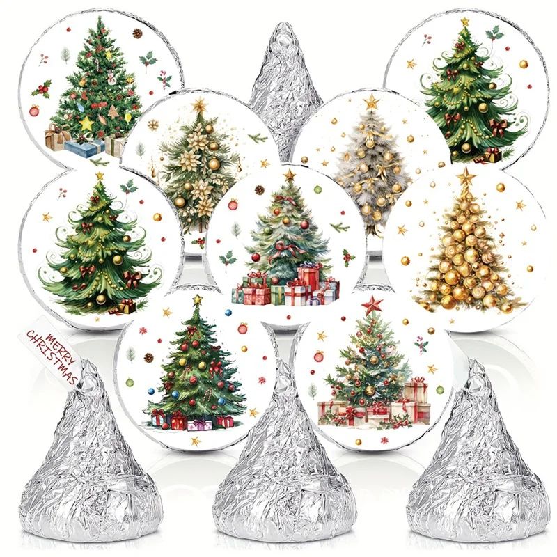 Merry Christmas Tree Sticker Roll 500pcs
