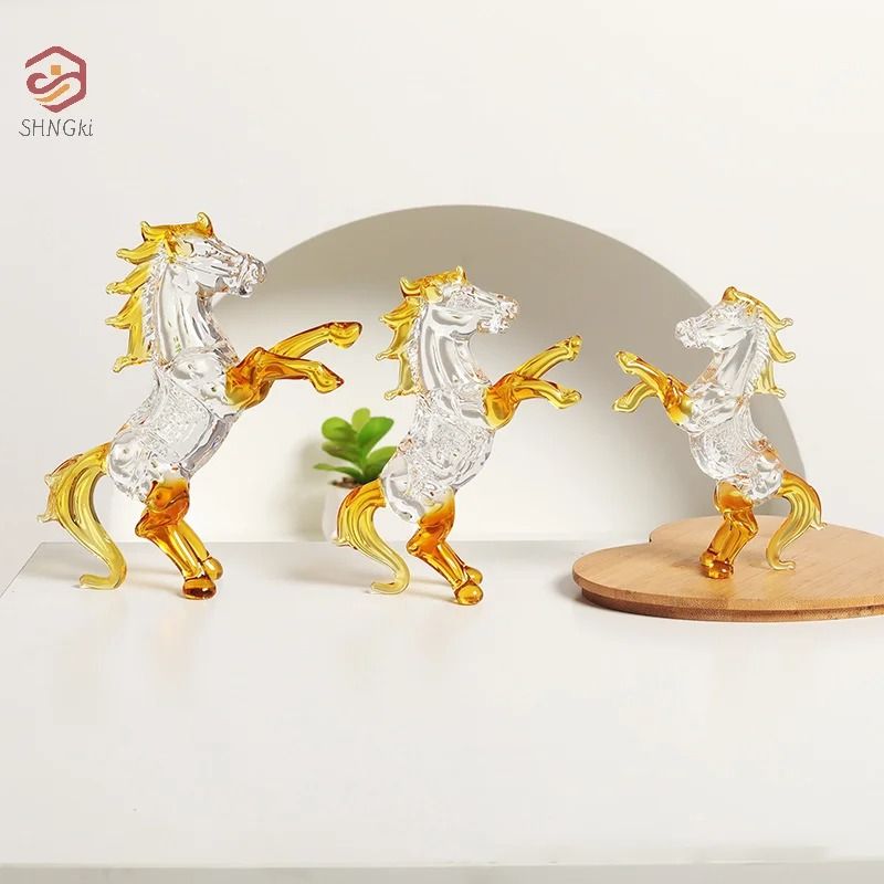 Crystal Zodiac Horse Figurine – 2026 Year of the Horse Desktop Ornament for Fortune & Success
